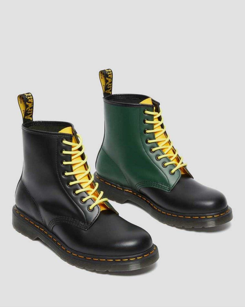 Black DR Martens 1460 Contrast Smooth Leather Lace Up Boots | 1376XTCWH