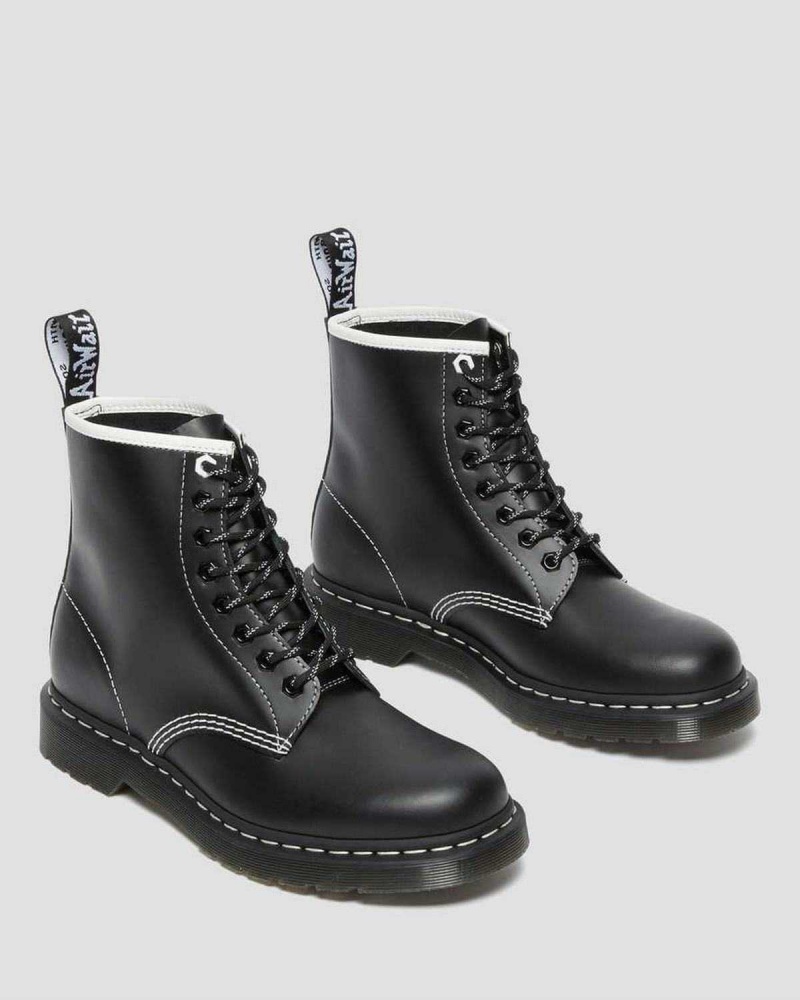 Black DR Martens 1460 Contrast Stitch Leather Lace Up Boots | 7105RWDJY