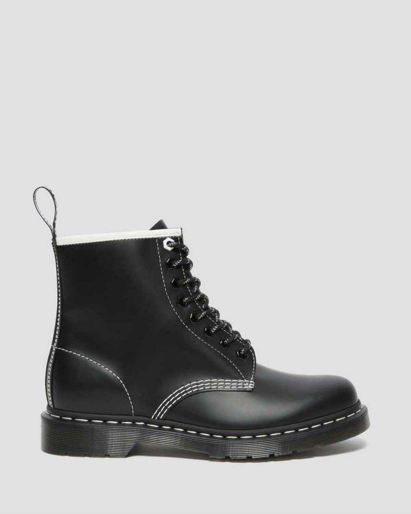 Black DR Martens 1460 Contrast Stitch Leather Lace Up Boots | 7105RWDJY