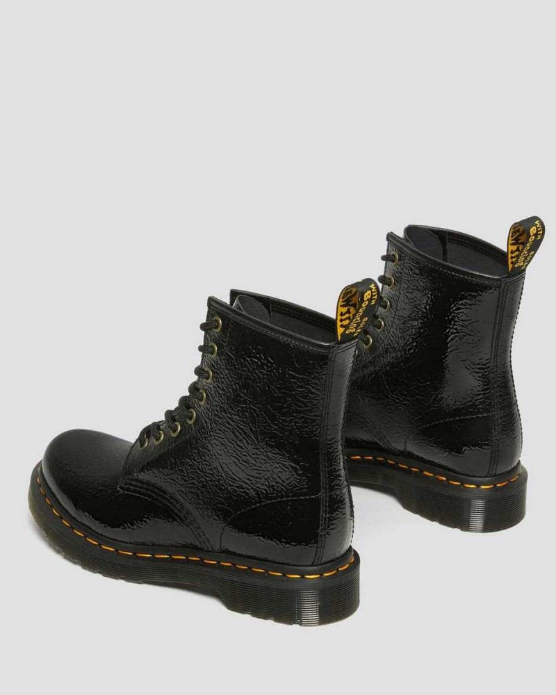 Black DR Martens 1460 Distressed Patent Leather Boots | 3209ARWGO