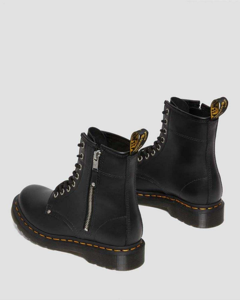 Black DR Martens 1460 Double Zip Leather Lace Up Boots | 2751JUWEL