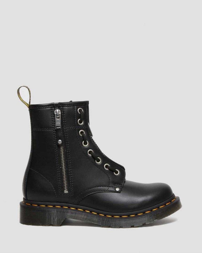 Black DR Martens 1460 Double Zip Leather Lace Up Boots | 2751JUWEL