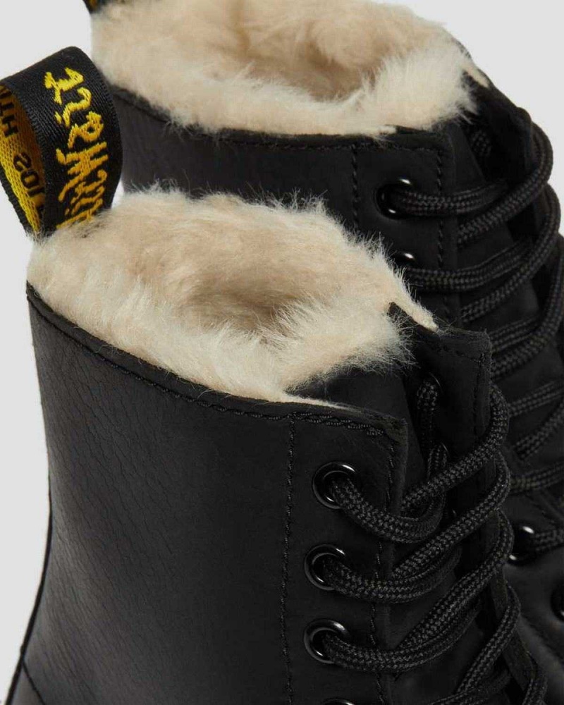 Black DR Martens 1460 Faux Fur Lined Lace Up Boots | 2304NMYXH