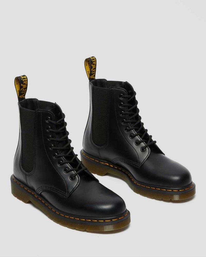 Black DR Martens 1460 Harper Smooth Leather Lace Up Boots | 6587VFMGO