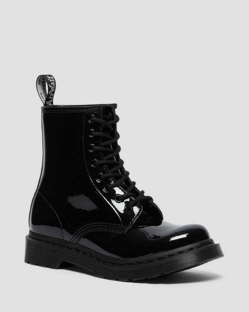 Black DR Martens 1460 Mono Patent Leather Lace Up Boots | 5376UEXQJ