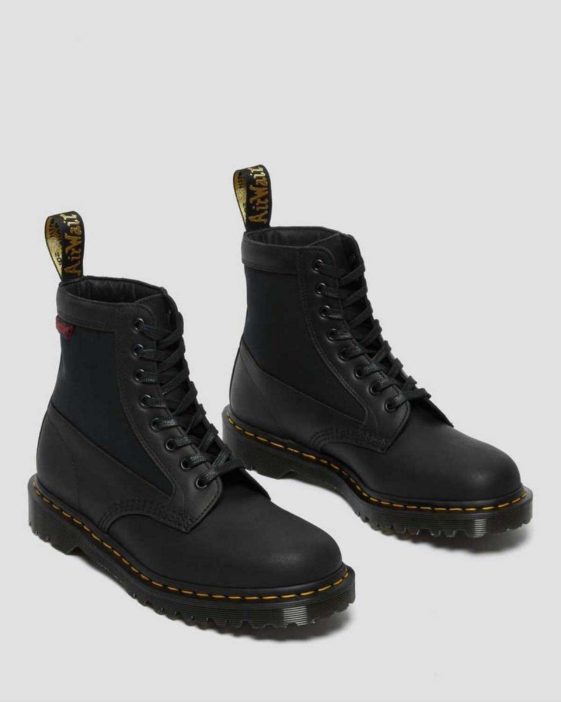 Black DR Martens 1460 Panel Made in England Leather Lace Up Boots | 0847TAPLZ