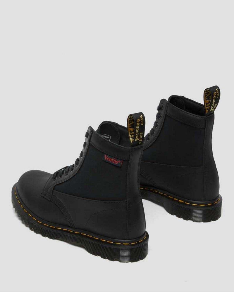 Black DR Martens 1460 Panel Made in England Leather Lace Up Boots | 0847TAPLZ