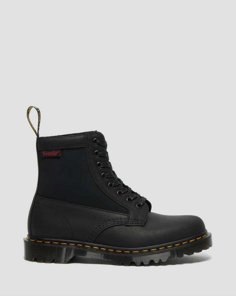 Black DR Martens 1460 Panel Made in England Leather Lace Up Boots | 0847TAPLZ