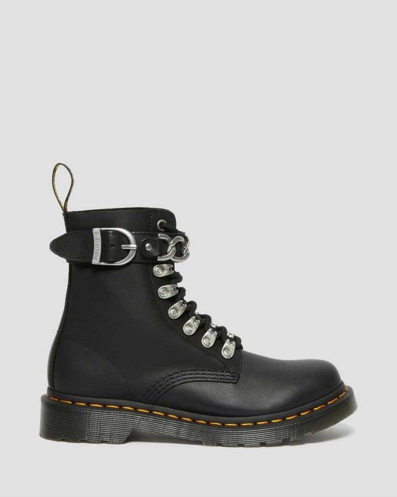 Black DR Martens 1460 Pascal Chain Leather Lace Up Boots | 7258PVJSM