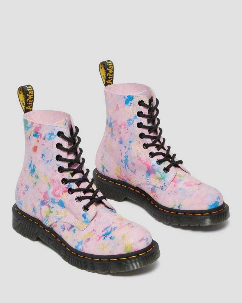 Black DR Martens 1460 Pascal Confetti Suede Lace Up Boots | 5824SULYV