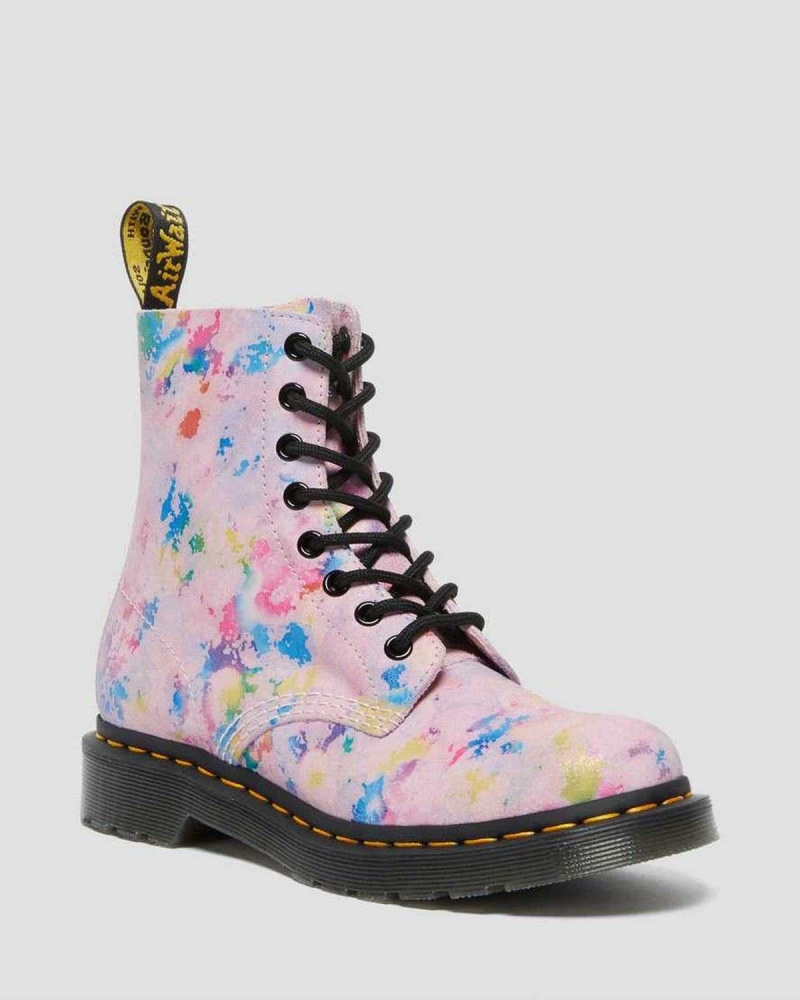 Black DR Martens 1460 Pascal Confetti Suede Lace Up Boots | 5824SULYV