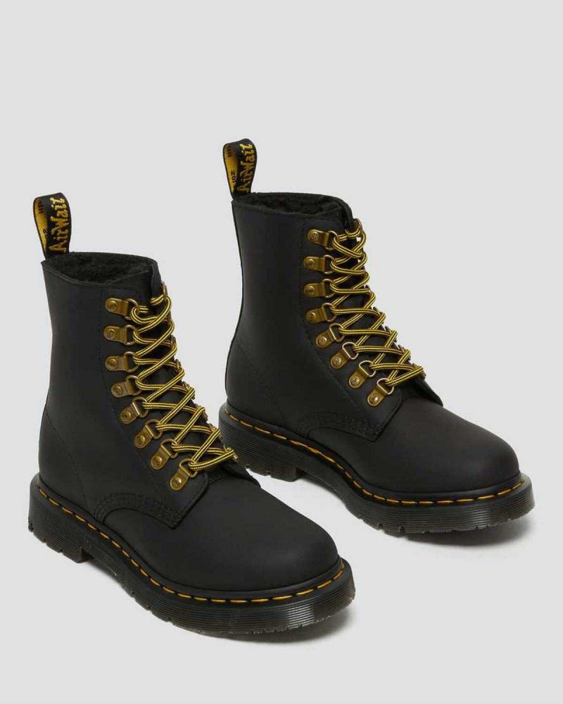 Black DR Martens 1460 Pascal DM's Wintergrip Leather Lace Up Boots | 2945ULKZG