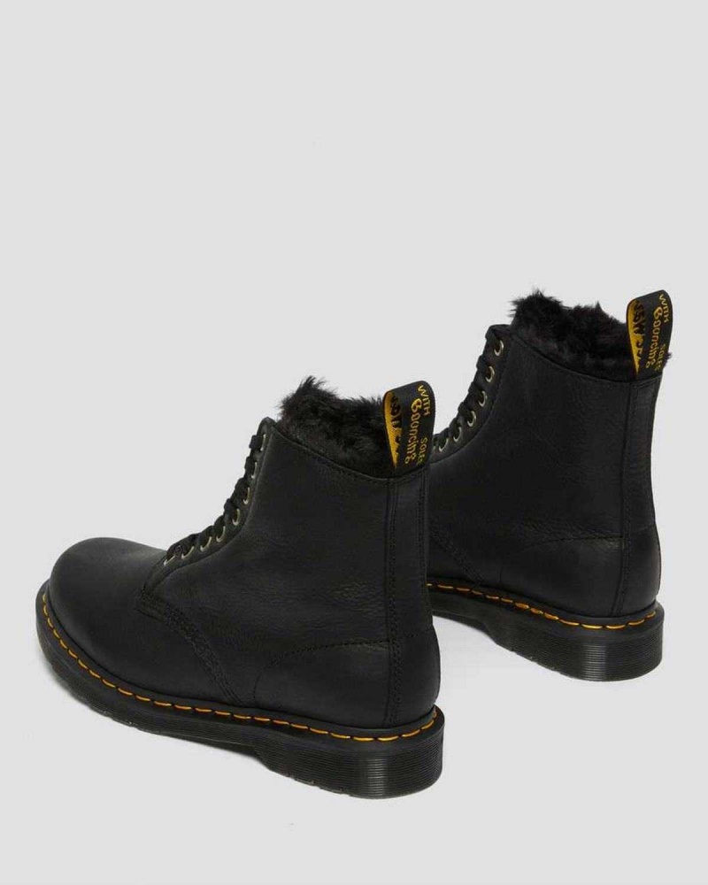 Black DR Martens 1460 Pascal Faux Fur Lined Lace Up Boots | 4935NWOLA