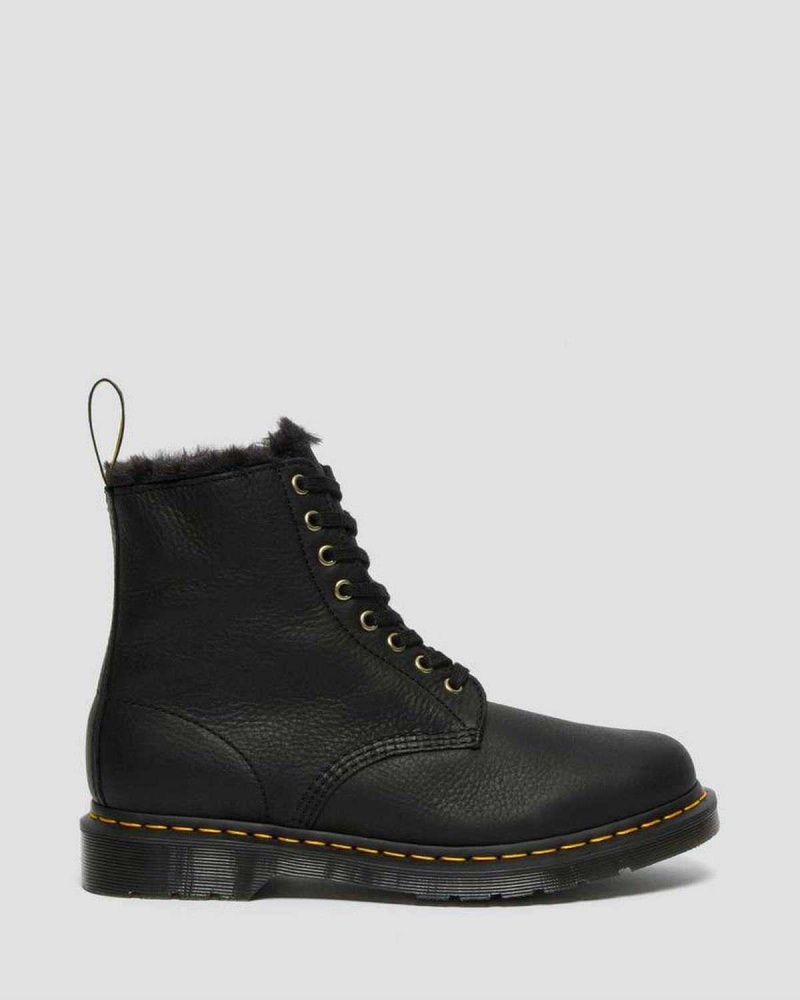 Black DR Martens 1460 Pascal Faux Fur Lined Lace Up Boots | 4935NWOLA