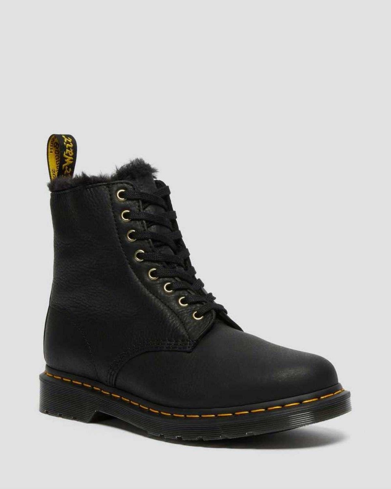 Black DR Martens 1460 Pascal Faux Fur Lined Lace Up Boots | 4935NWOLA