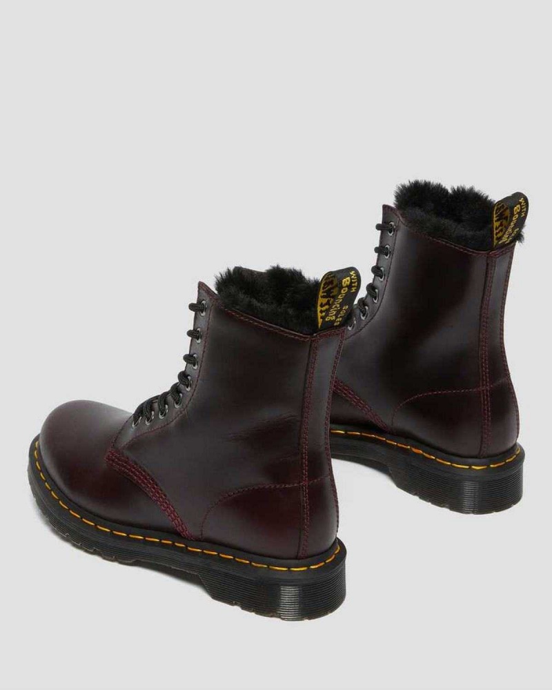 Black DR Martens 1460 Serena Faux Fur Lined Lace Up Boots | 3168JTLHA