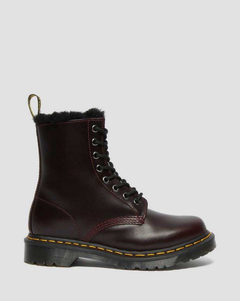 Black DR Martens 1460 Serena Faux Fur Lined Lace Up Boots | 3168JTLHA