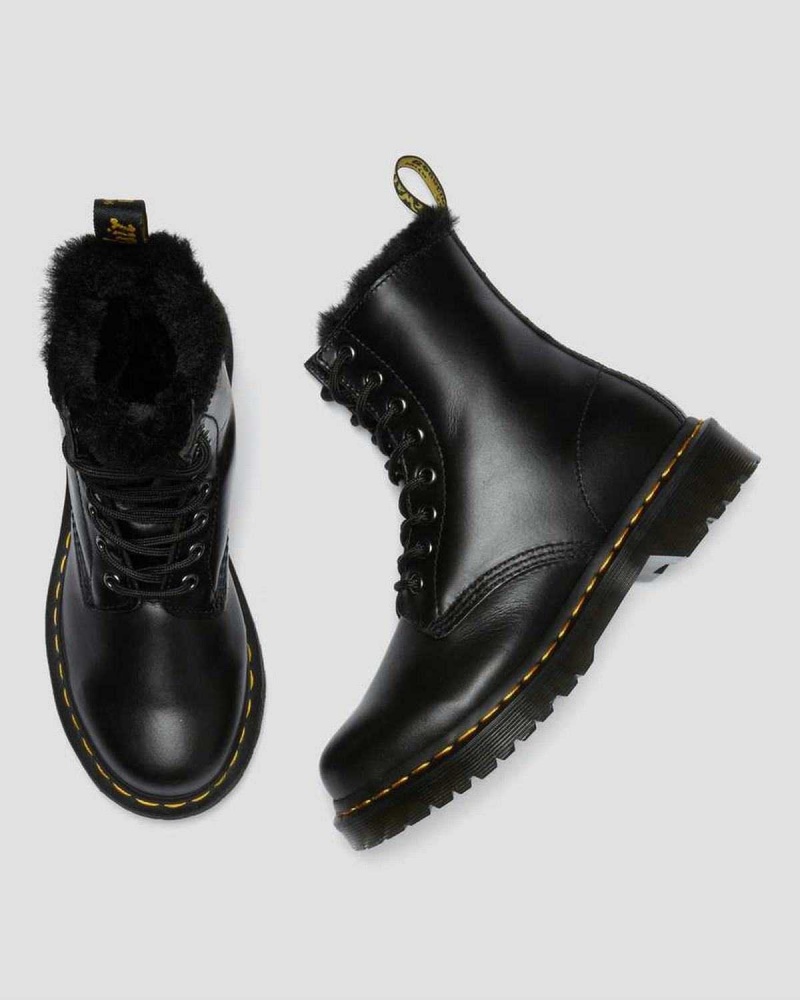 Black DR Martens 1460 Serena Faux Fur Lined Lace Up Boots | 7214OIMHV