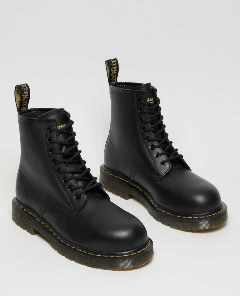 Black DR Martens 1460 Slip Resistant Steel Toe Boots | 2378ZKBWE