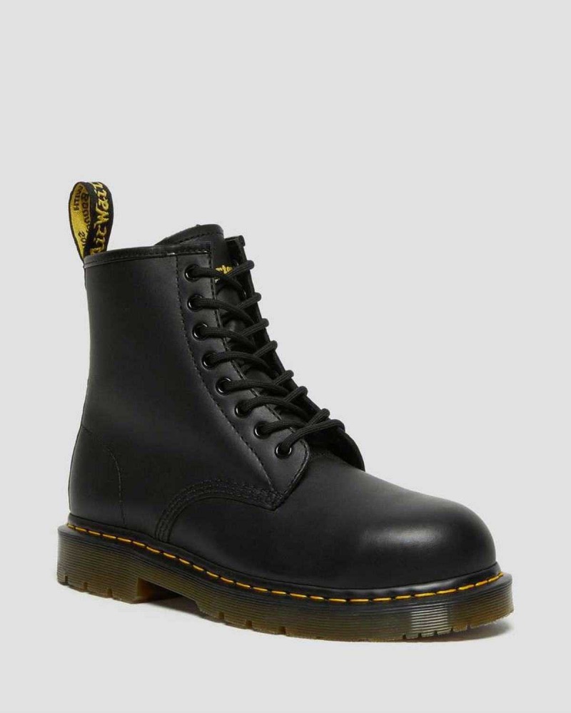 Black DR Martens 1460 Slip Resistant Steel Toe Boots | 2378ZKBWE