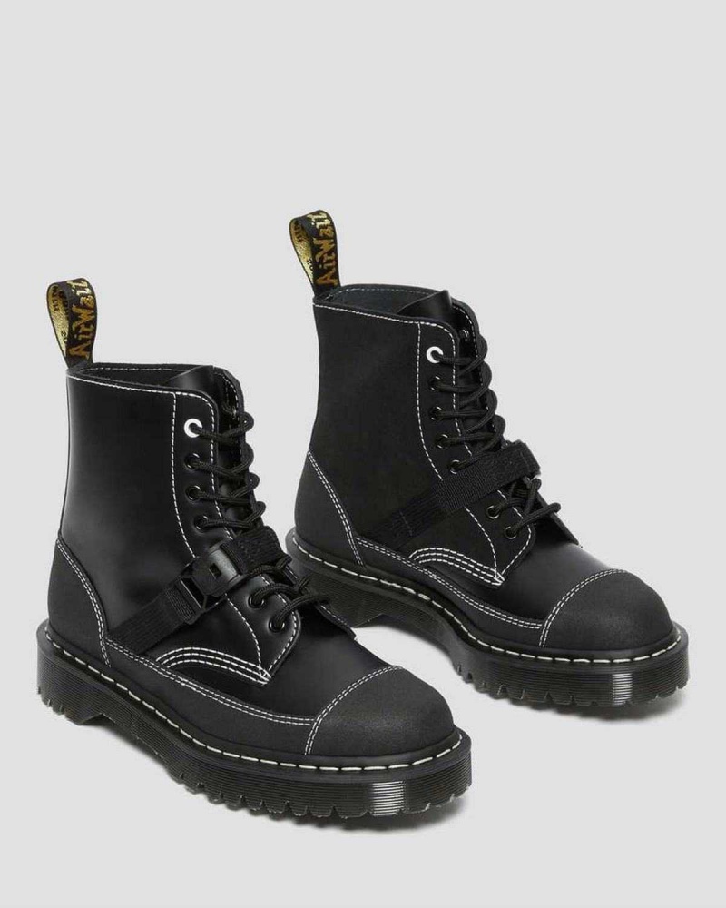 Black DR Martens 1460 Tech Made in England Leather Lace Up Boots | 6503AESXP