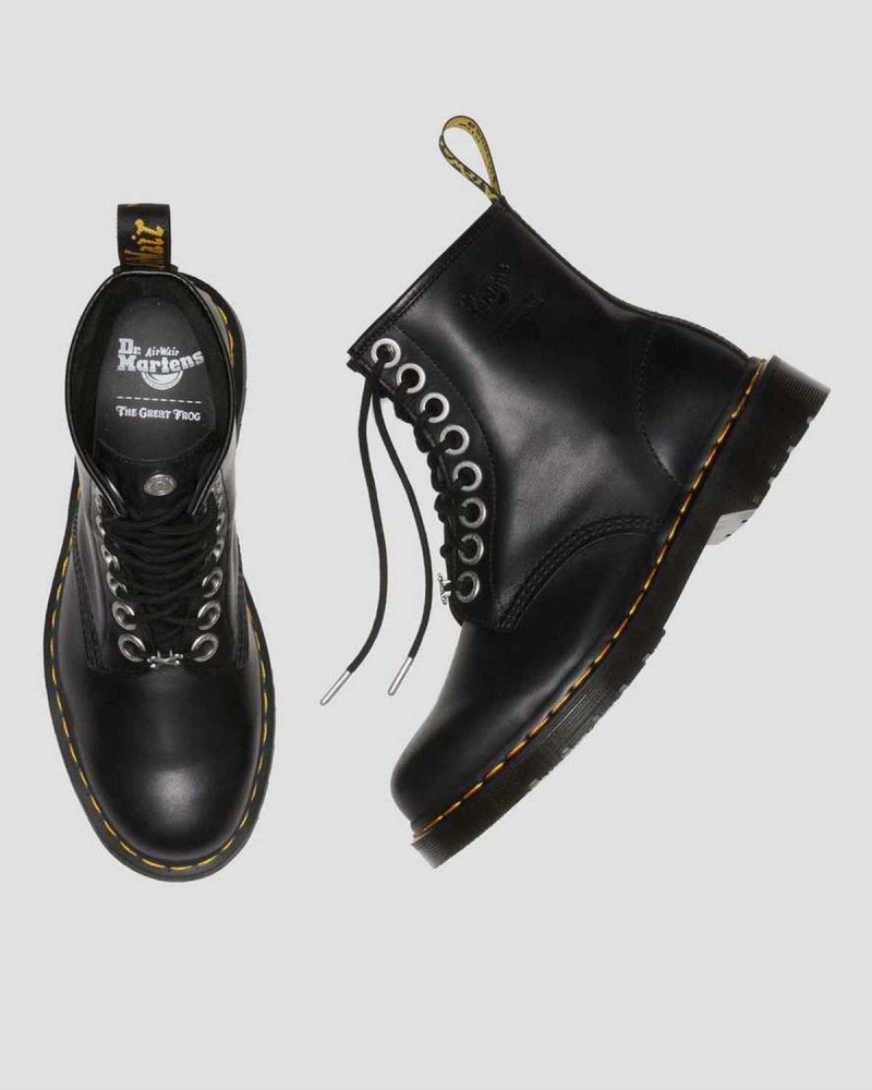 Black DR Martens 1460 The Great Frog Leather Lace Up Boots | 8926UZTFD