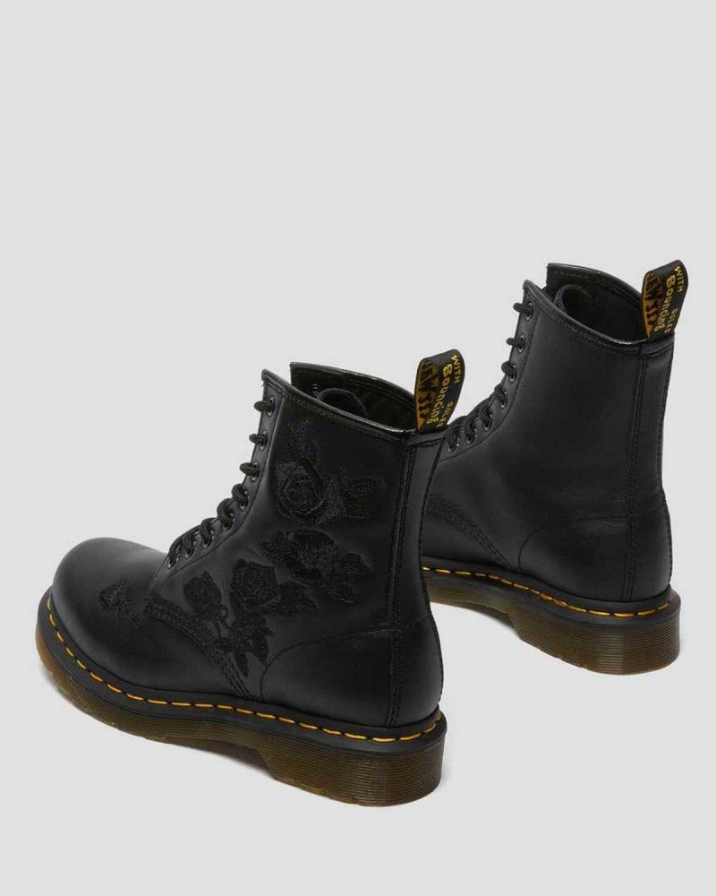 Black DR Martens 1460 Vonda Mono Floral Boots | 2486NPCIJ