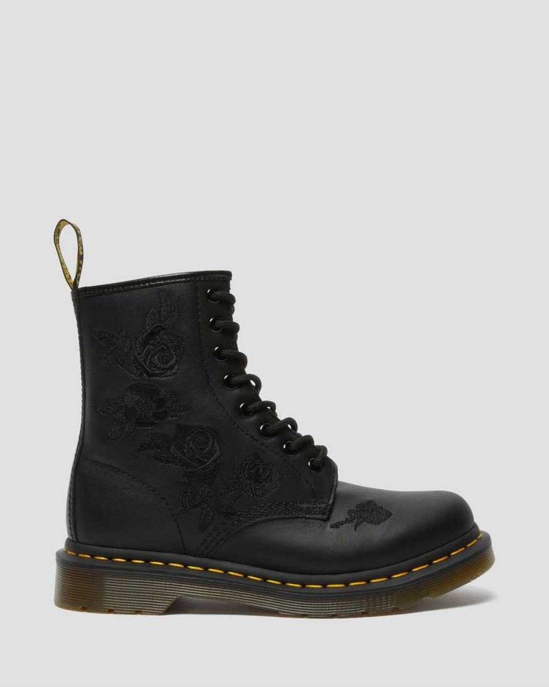 Black DR Martens 1460 Vonda Mono Floral Boots | 2486NPCIJ