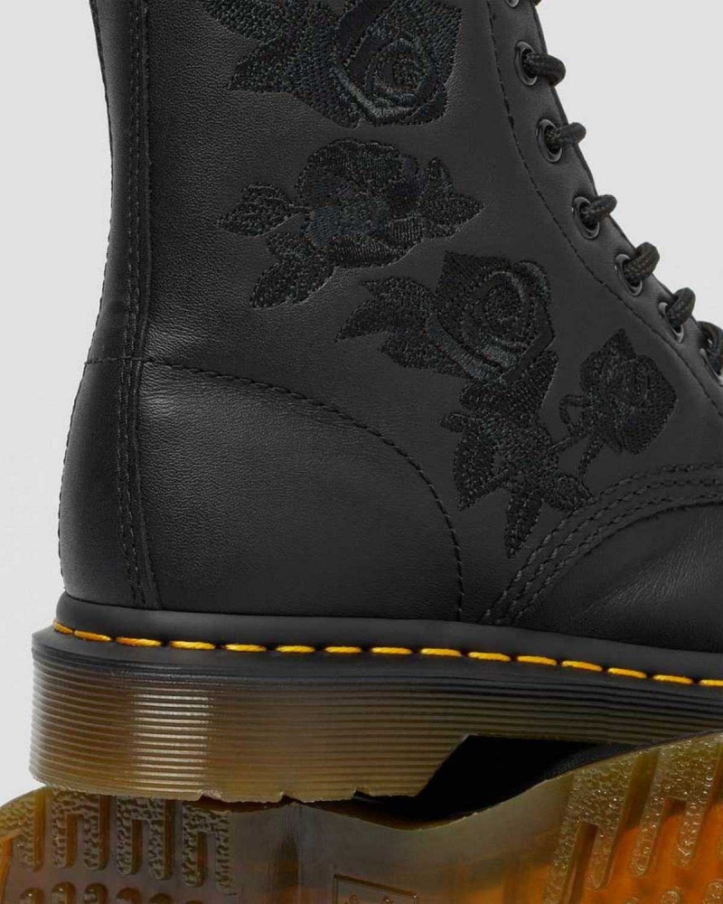 Black DR Martens 1460 Vonda Mono Floral Boots | 2486NPCIJ