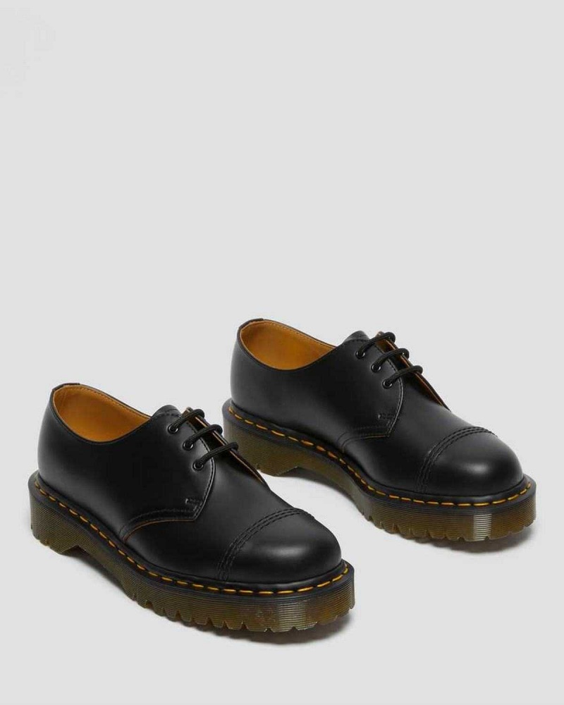 Black DR Martens 1461 Bex Made in England Toe Cap Oxford Shoes | 7031EFIJY