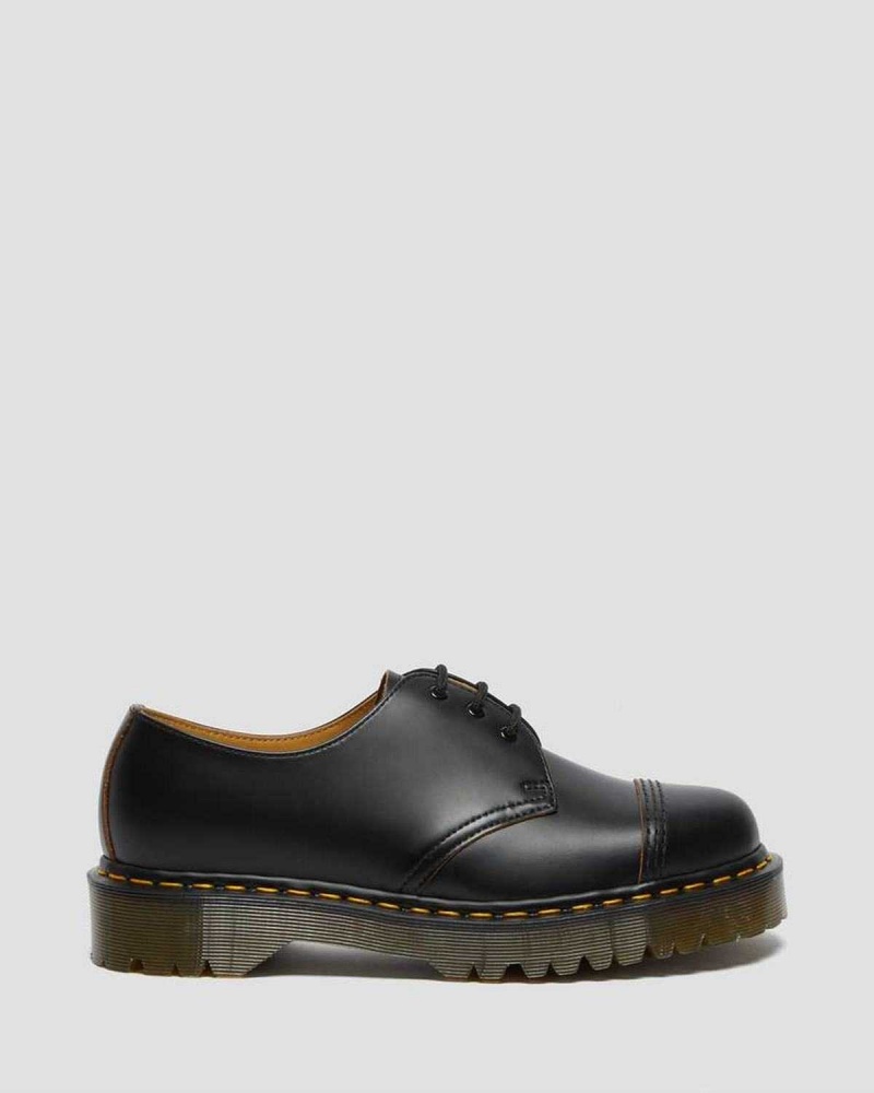 Black DR Martens 1461 Bex Made in England Toe Cap Oxford Shoes | 7031EFIJY