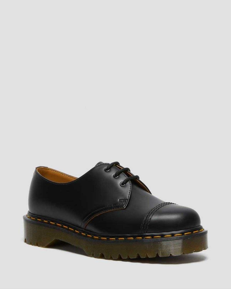 Black DR Martens 1461 Bex Made in England Toe Cap Oxford Shoes | 7031EFIJY