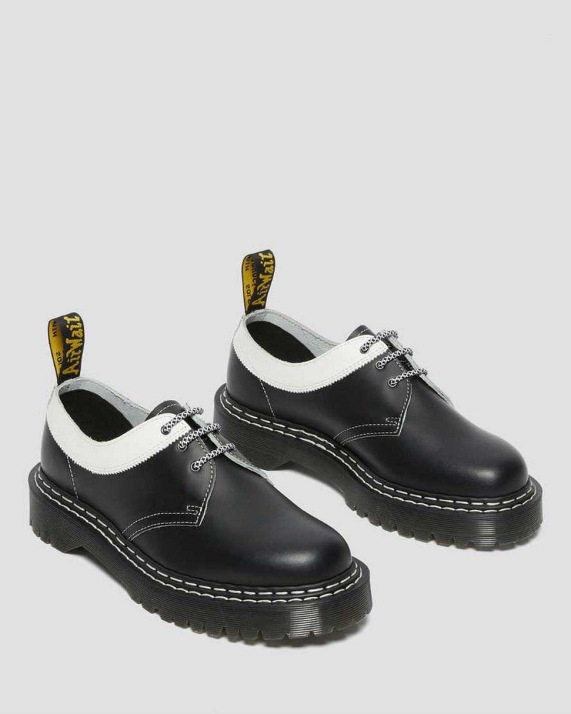 Black DR Martens 1461 Bex Smooth Contrast Leather Oxford Shoes | 8046HJFLG