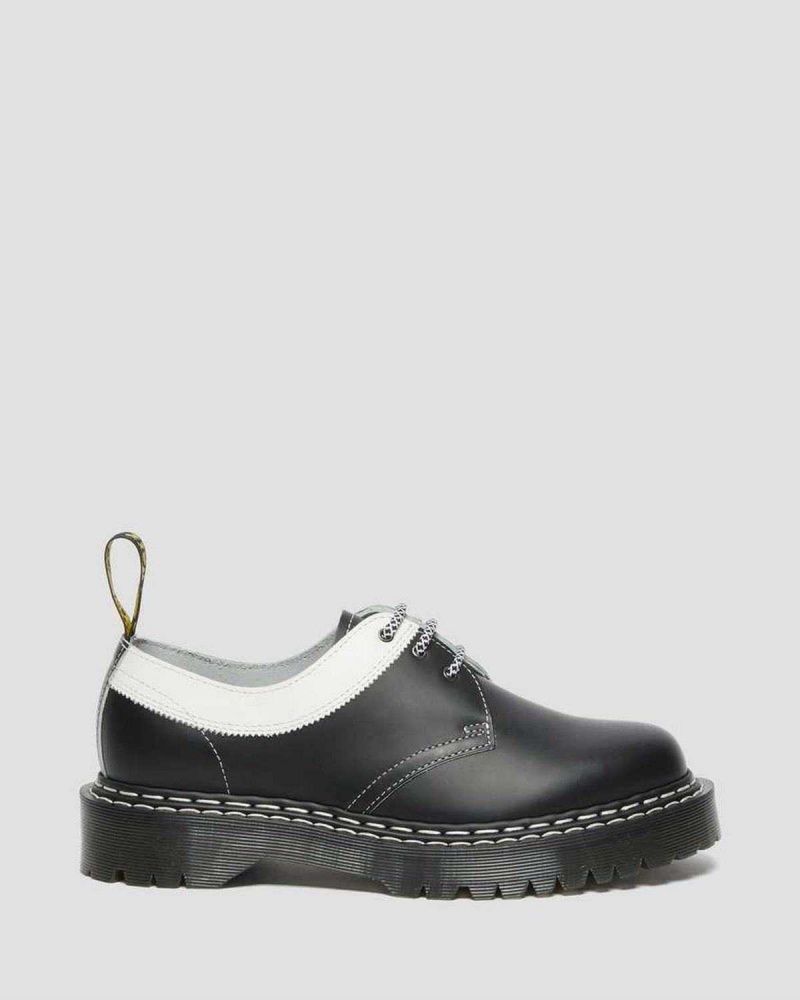 Black DR Martens 1461 Bex Smooth Contrast Leather Oxford Shoes | 8046HJFLG