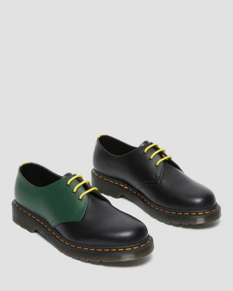 Black DR Martens 1461 Contrast Smooth Leather Oxford Shoes | 1748BIWUC