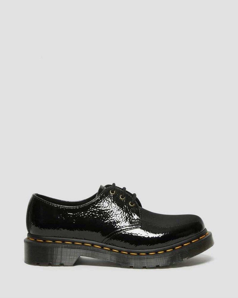 Black DR Martens 1461 Distressed Patent Oxford Shoes | 2413UQZAK