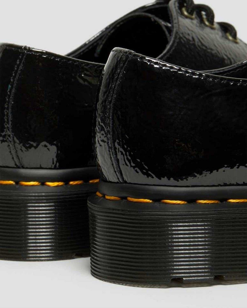 Black DR Martens 1461 Distressed Patent Oxford Shoes | 2413UQZAK