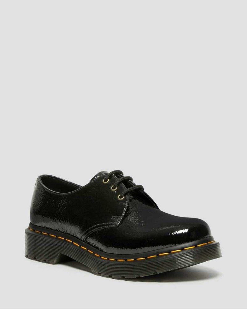 Black DR Martens 1461 Distressed Patent Oxford Shoes | 2413UQZAK