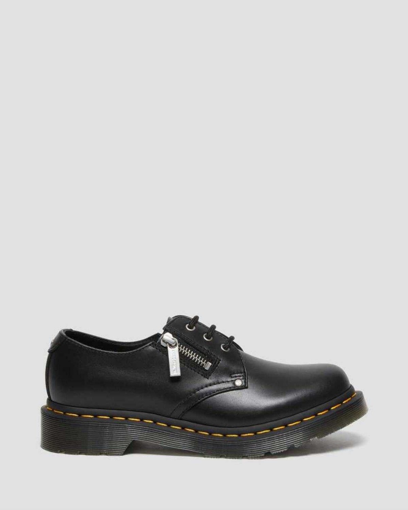 Black DR Martens 1461 Double Zip Leather Oxford Shoes | 4628PVGAJ