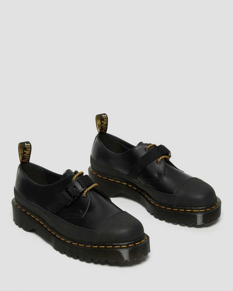 Black DR Martens 1461 Made In England Bex Tech Smooth Leather Oxford Shoes | 8172XIGET