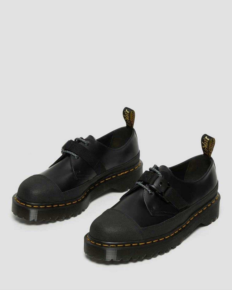 Black DR Martens 1461 Made In England Bex Tech Smooth Leather Oxford Shoes | 8172XIGET