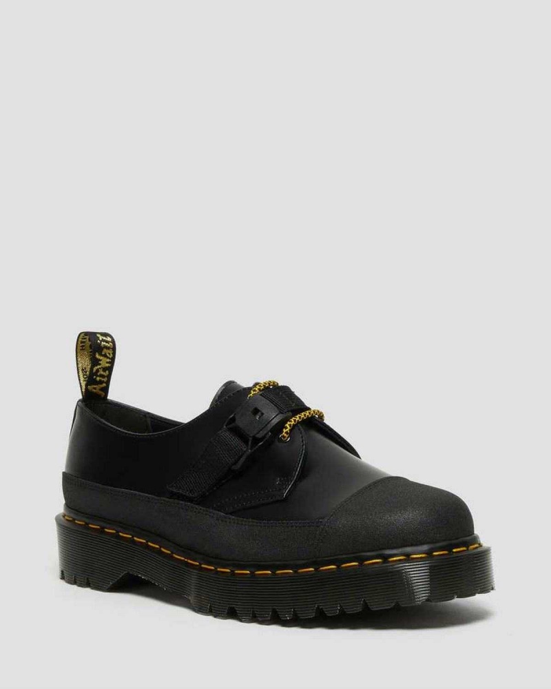 Black DR Martens 1461 Made In England Bex Tech Smooth Leather Oxford Shoes | 8172XIGET