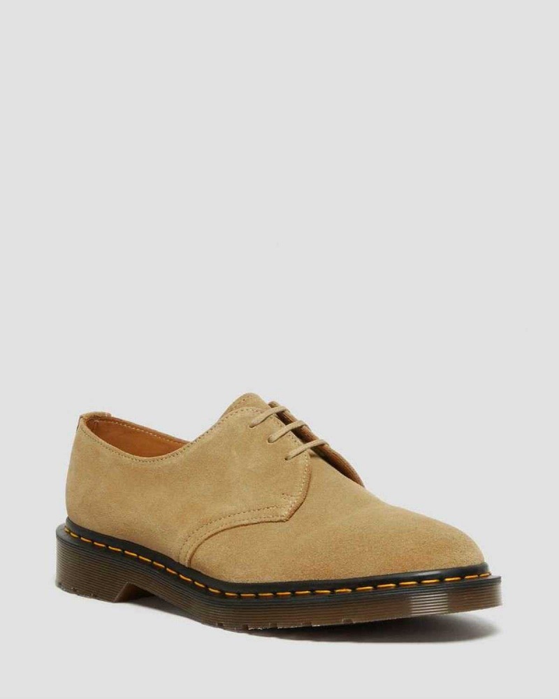 Black DR Martens 1461 Made in England Buck Suede Oxford Shoes | 6430TIYHO