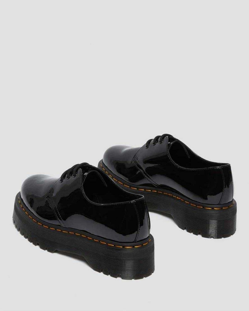 Black DR Martens 1461 Patent Leather Platform Oxford Shoes | 0567CJDAB