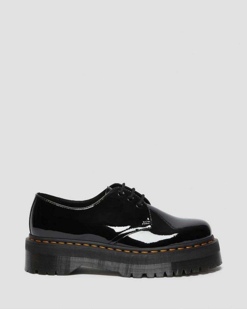 Black DR Martens 1461 Patent Leather Platform Oxford Shoes | 0567CJDAB