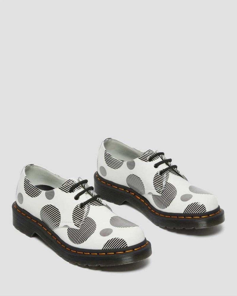 Black DR Martens 1461 Polka Dot Smooth Leather Oxford Shoes | 9702CSPJH