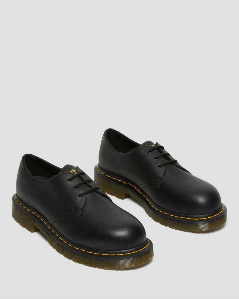 Black DR Martens 1461 Slip Resistant Steel Toe Shoes | 3257XZOSE