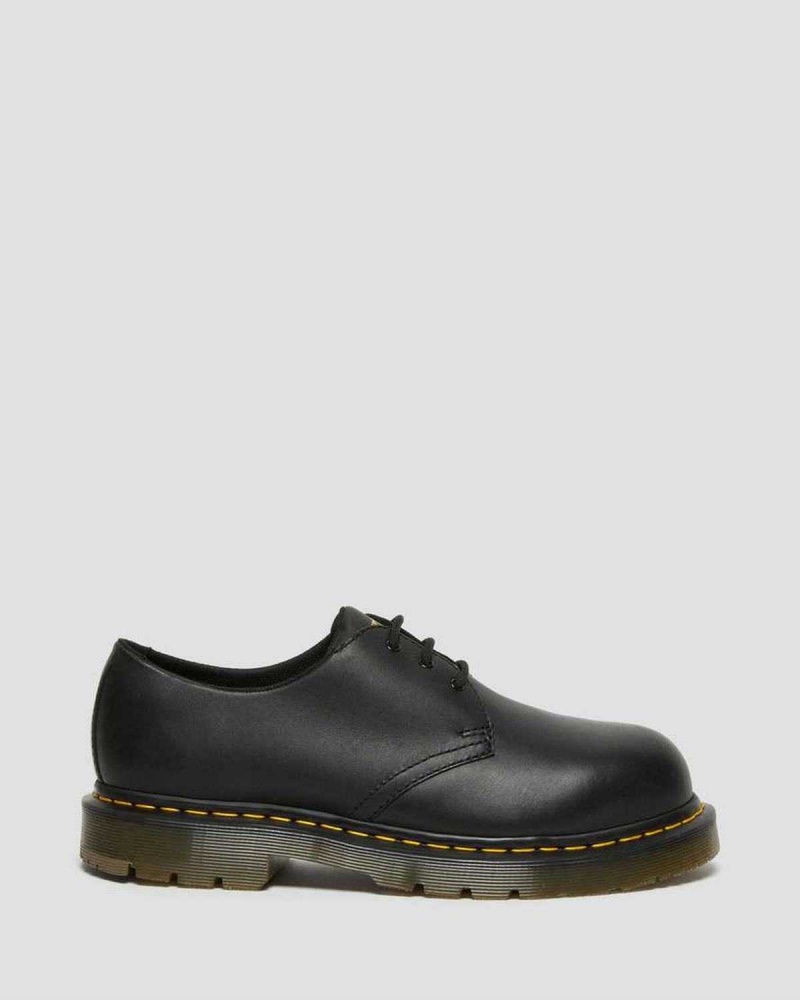 Black DR Martens 1461 Slip Resistant Steel Toe Shoes | 3257XZOSE