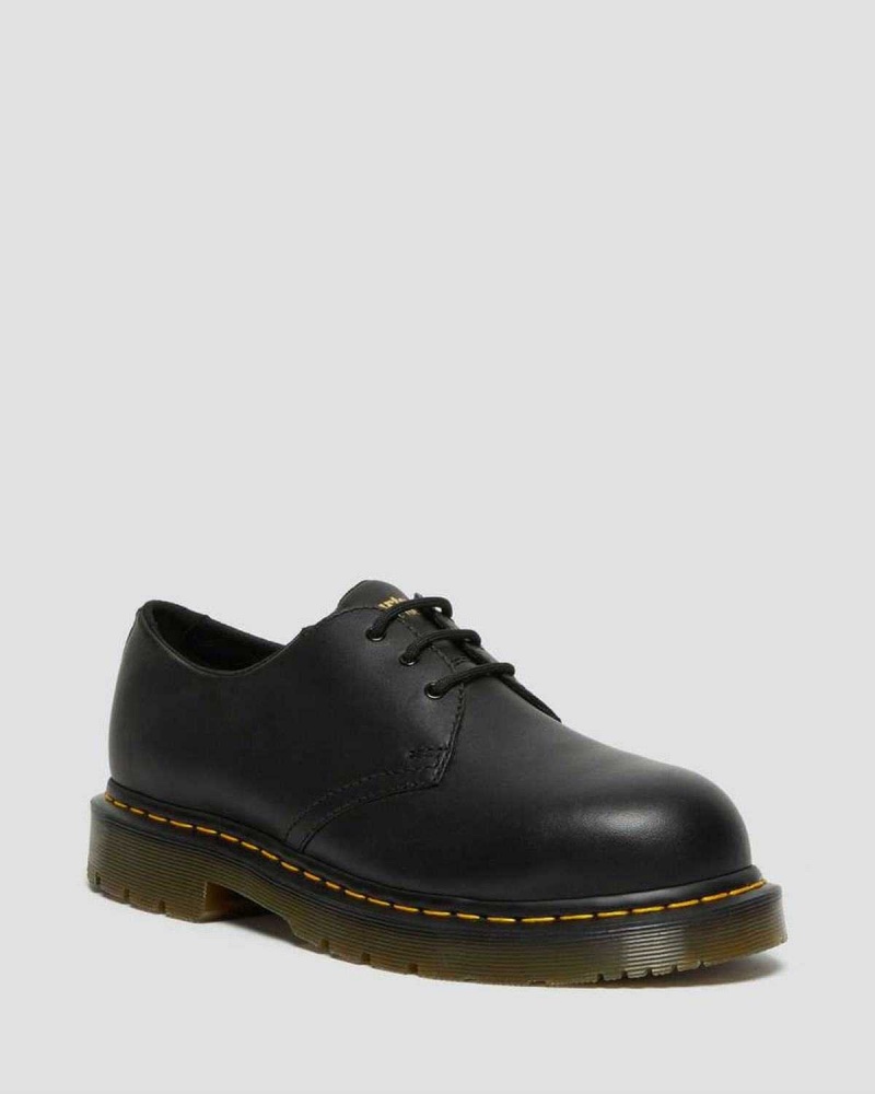 Black DR Martens 1461 Slip Resistant Steel Toe Shoes | 3257XZOSE