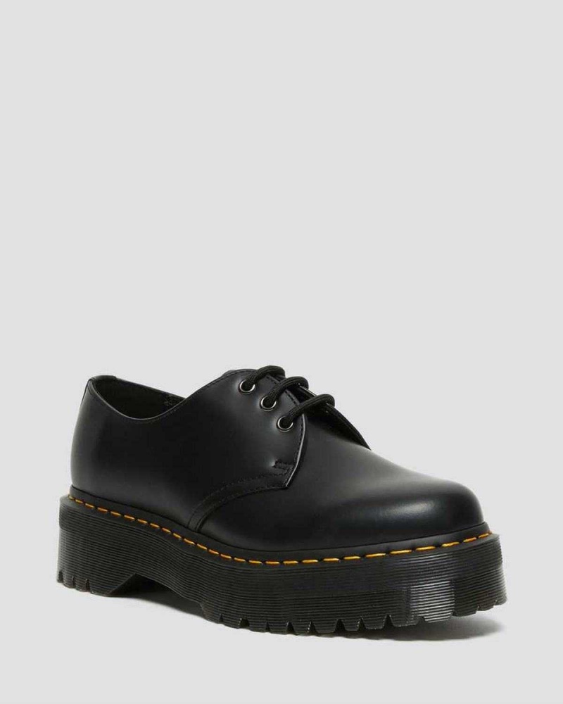 Black DR Martens 1461 Smooth Leather Platform Shoes | 3158IGZCD